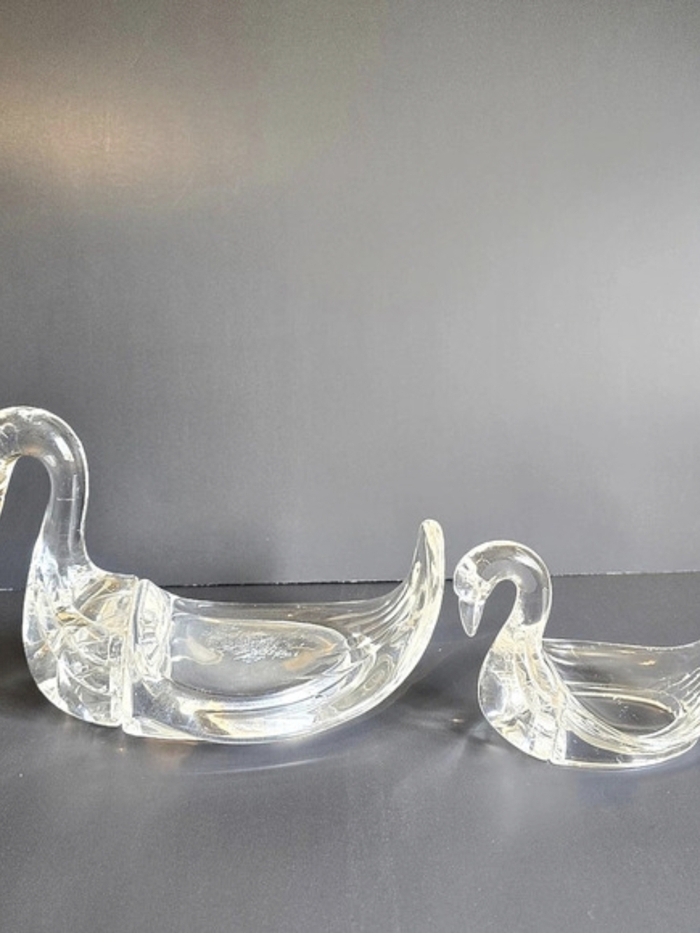 Vintage Clear Lucite Swan Bathroom Set 2 Pc
